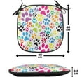 thumbnail image 4 of Dog Chair Seating Cushion, Colorful Little Paws Steps Art Cartoon Unusual Traces Design, Soft Seat Pads for Office with Anti-slip Backing, 16"x16", Purple Blue Green, by Ambesonne, 4 of 7