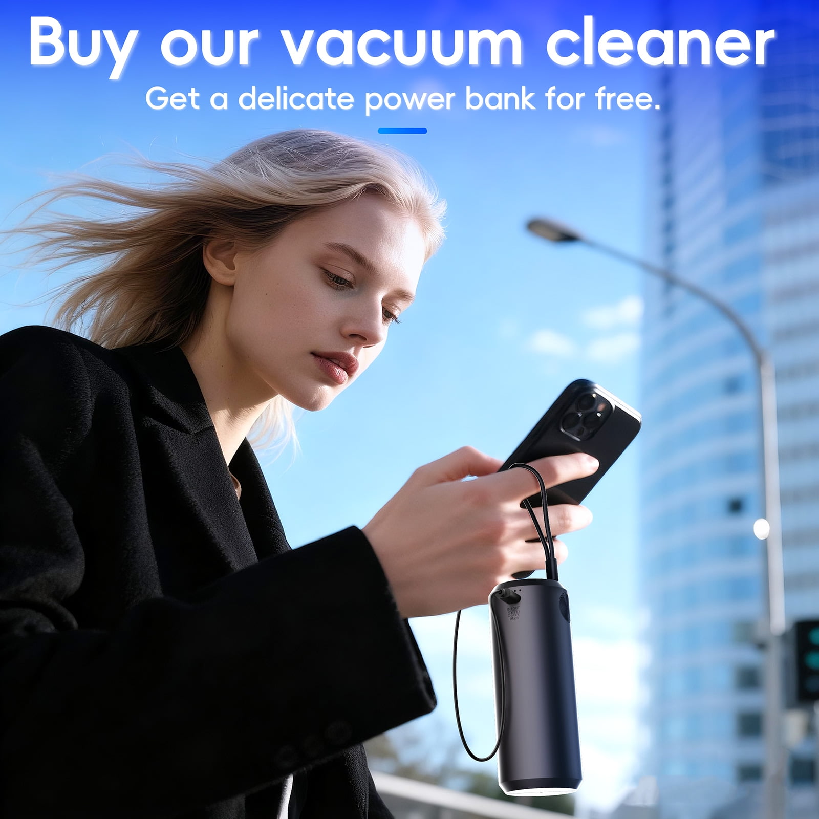 Two Power Air Duster 16500Pa Strong Suction For Keyboards Car Upholstery With Removable Chargers