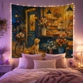 thumbnail image 2 of Golden Dog at European Bakery Shopfront with Cobblestones and Flowers, Nostalgic Vintage for Art Lovers, Warm Wall Art Decor, Housewarming Gift Tapestry Wall Hanging for Living Room and Bedroom, 2 of 7