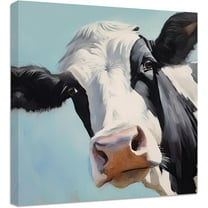 ZHONGYUTONG Funny Cow Canvas Wall Art Cute Cow Face Picture Animal Paintings Prints Rustic Farmhouse Wall Decor Framed (12.00" x 12.00")