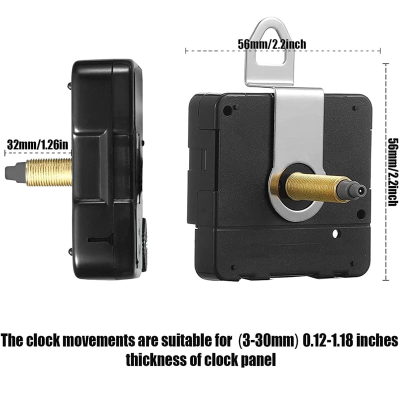 4 Set 32mm Long Shaft DIY Quartz Clock Movement Mechanism with 5 Different Pairs Hands Wall Clock Repair Parts