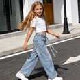 thumbnail image 5 of Frostluinai Baggy Jeans for Women Girls 4-15 Years Boyfriend Jeans Rhinestone Pants High Waisted Straight Leg Denim Pants Casual Streetwear with Pocket, 5 of 7