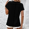thumbnail image 4 of Trendy Ribbed Womens Tops Summer Short Sleeve Loose Casual T Shirts Tops, 4 of 6