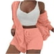 thumbnail image 4 of Conjunto de pijama de dos piezas de manga larga con capucha y chaquetas informales para mujer, de terciopelo de doble cara, con capucha, de manga larga, con pantalones cortos y chaqueta, abrigo y pant, 4 of 6