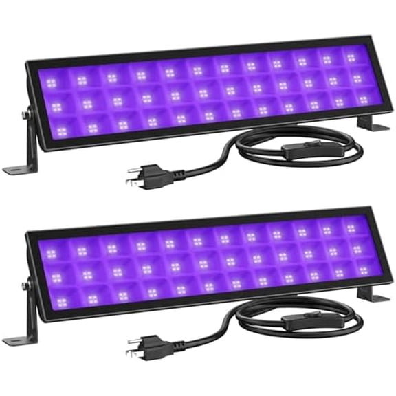 2 Pack Black Light Bar, LED Blacklight with Plug and Switch, IP66 Waterproof for Glow Party, Bedroom, Halloween, Fluorescent Poster, Stage Lighting$$