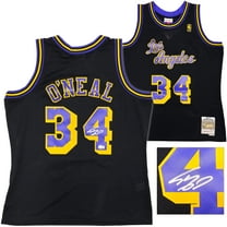 Los Angeles Lakers Shaquille Shaq O'Neal Autographed Black Authentic Mitchell & Ness 1996-97 HWC Swingman Jersey Size XL Beckett BAS Witness 235511