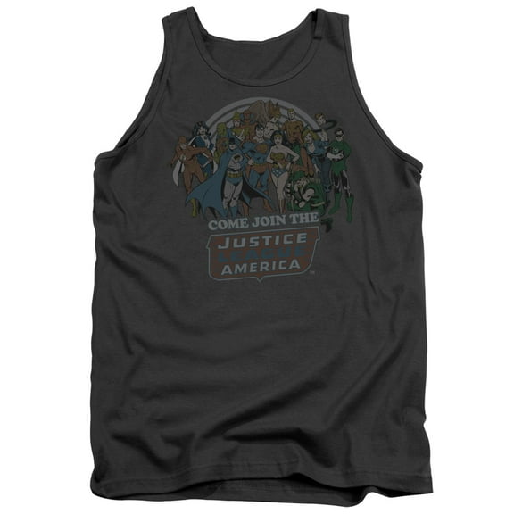 DC Comics Join The Justice League Adult Tank Top Charcoal