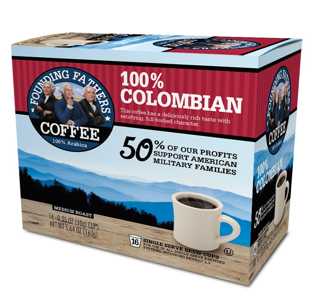 Founding Fathers 100% Colombian Coffee 100% Arabica Kcups, 16 Ct