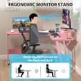 thumbnail image 4 of YRLLENSDAN 50 Inch L shaped Corner Gaming Desk, Adjustable Computer Desk with Large Desktop, Home Office Desk with Monitor Stand, for Home and Work Place, Pink, 4 of 7