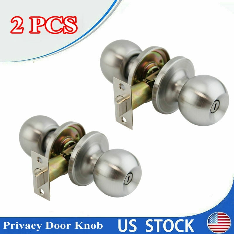(2 Pack) Round Privacy Door Knob(Thumb Turn Lock on The