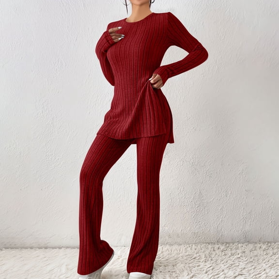 DailyTrove Women's Long Sleeve One-Piece Jumpsuit - Solid Color, Slim Fit, Casual Daily & Work Wear,Wine