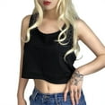 thumbnail image 1 of ITFABS Ladies Casual Short Tops Loose Pure Color U-Neck Wide Camisole Vest, 1 of 2