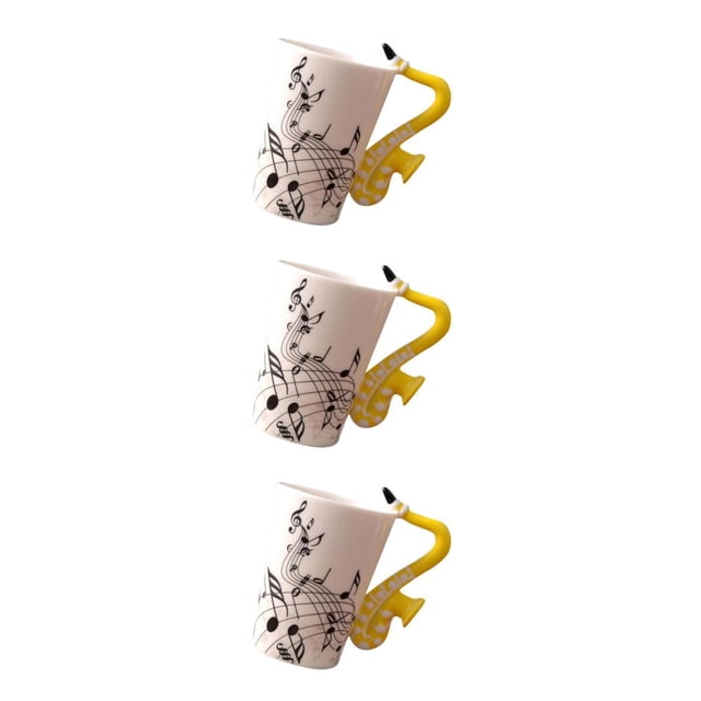 Injueey Tazas de cerámica para leche, taza elegante con notas musicales para té con leche y jugo, taza de jugo fácil de limpiar, saxofón Type1 NO1