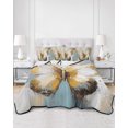 thumbnail image 3 of Butterfly Full Size Down Alternative Comforter, Lightweight Comforter Quilt Bedding Set with Pillow Shams Modern Abstract Teal Brown Oil Painting All Seasons Bed Comforter Duvet Insert 78"x90", 3 of 7