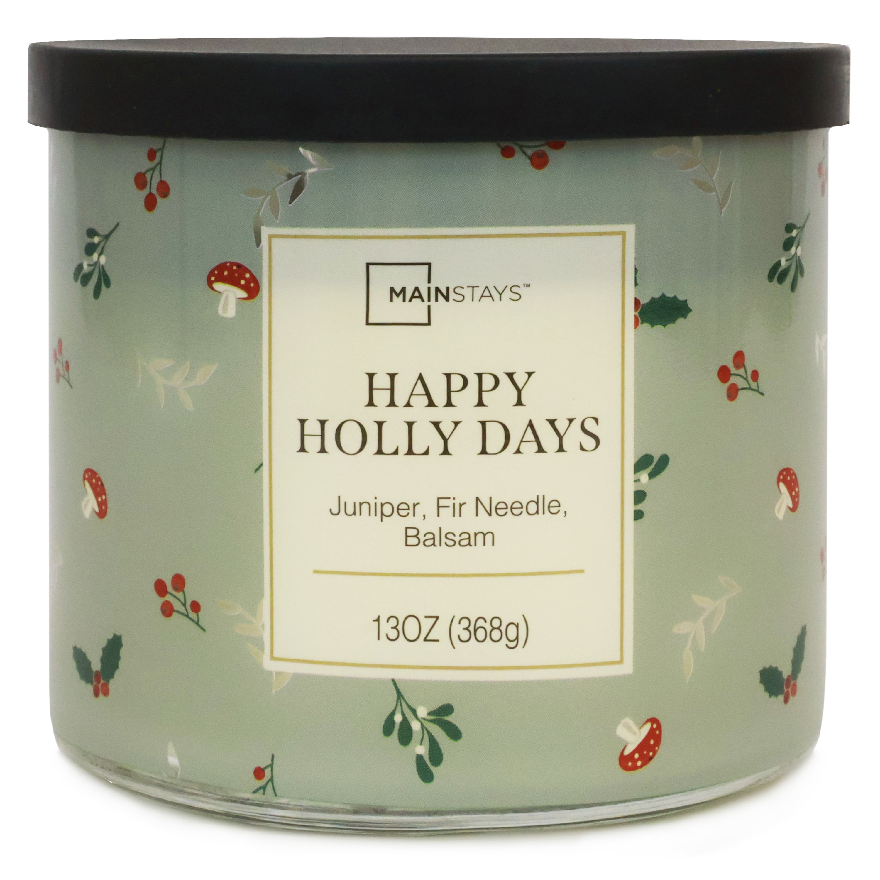 Mainstays 3-wick Happy Holly Days Plaid Candle, 13-Ounce