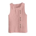 thumbnail image 2 of Womens Tank Tops, Womens Tank Top, Womens Solid Color Tank Top with Round Neck Faux Cotton and Linen Button Design and A Sense of Top with Round Neck Tank Tops, 2 of 3