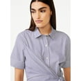 thumbnail image 4 of Free Assembly Women's Wrap Shirt Dress with Short Sleeves, 4 of 6