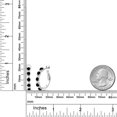 thumbnail image 2 of Gem Stone King 925 Sterling Silver Women Hoop Earrings Black Diamond White Created Sapphire (1.32 Cttw, Round Cut, 3/7 inch Diameter), 2 of 4