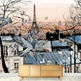 thumbnail image 3 of wall26 - Vector - Montmartre in Paris with Eiffel Tower - Vector Illustration - Removable Wall Mural | Self-Adhesive Large Wallpaper - 66x96 inches, 3 of 6