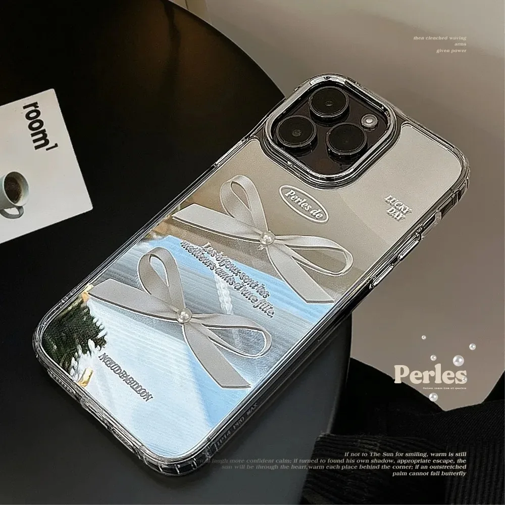 Luxury 3D Pearl Bow Phone Case Fro IPhone 15 14 13 12 11 Pro