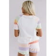 thumbnail image 2 of Women's White Rainbow Striped T-Shirt and Drawstring Shorts Set - [ZhiHiMeRi] | (US 12-14)L, 2 of 12