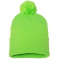 thumbnail image 2 of Sportsman Pom-Pom 12 Knit Beanie, One Size, Neon Green, 2 of 2