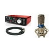 Focusrite Scarlett Solo w/EM-1A Pro Condenser Mic Shock mount & Cable
