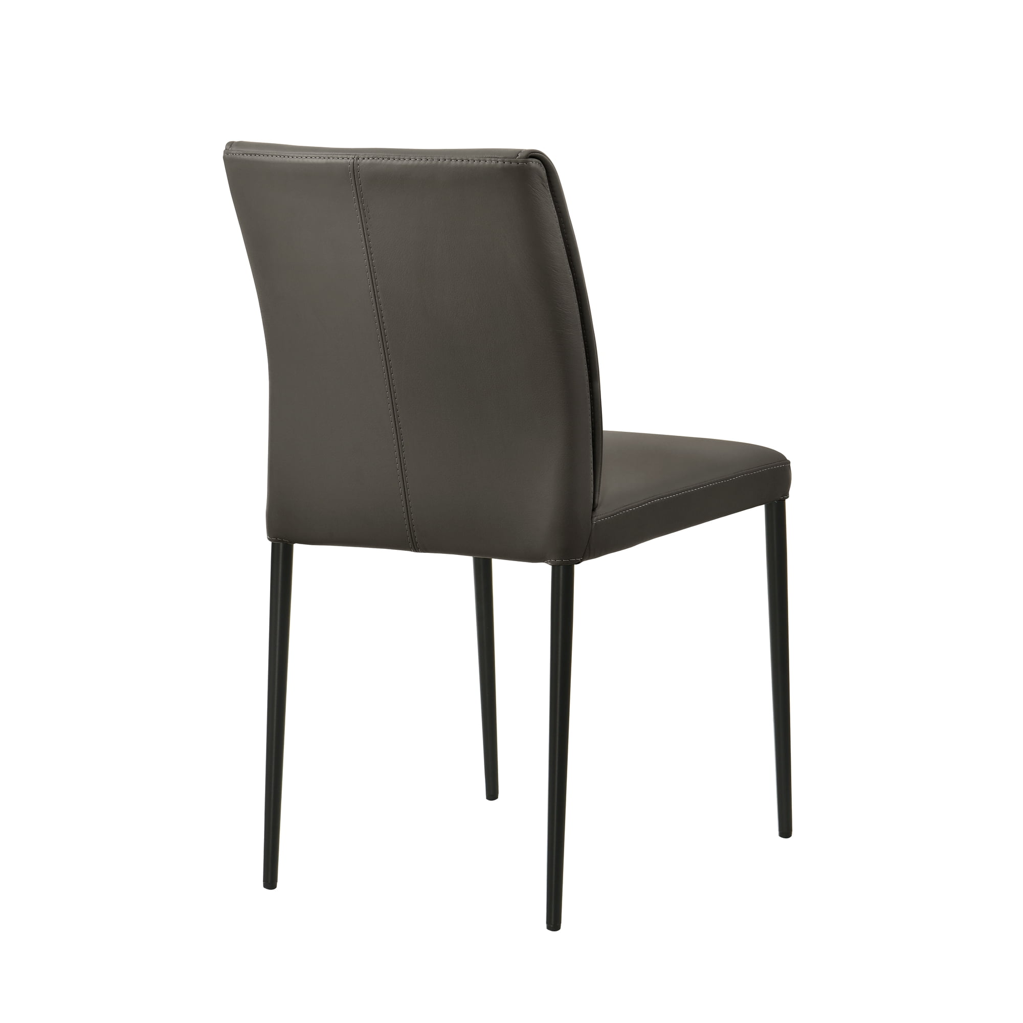 Meriam Full Back Top Grain Leather Upholstered Metal Dining Chairs in Cola - Set of 2