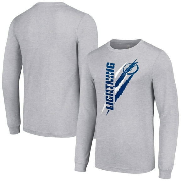 Men's Starter Heather Gray Tampa Bay Lightning Color Scratch Long-Sleeve T-Shirt