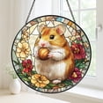 Picture of Cute Hamster Window Suncatcher, Faux Glass Inspired Panel for Pet ...