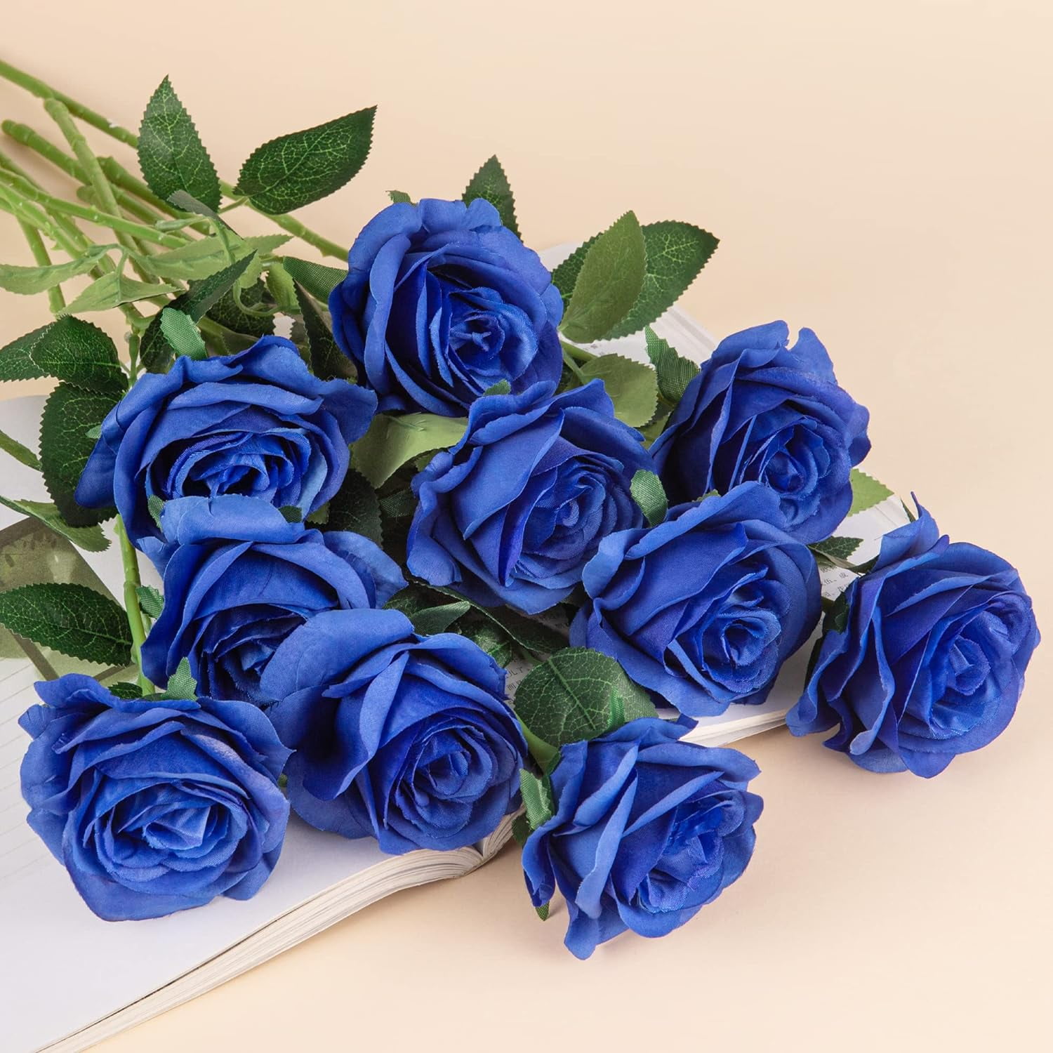 Royal Blue Silk Roses Artificial Rose Flowers Long Stem for DIY Wedding Bouquet Table Centerpiece Home Decor (Royal Blue)