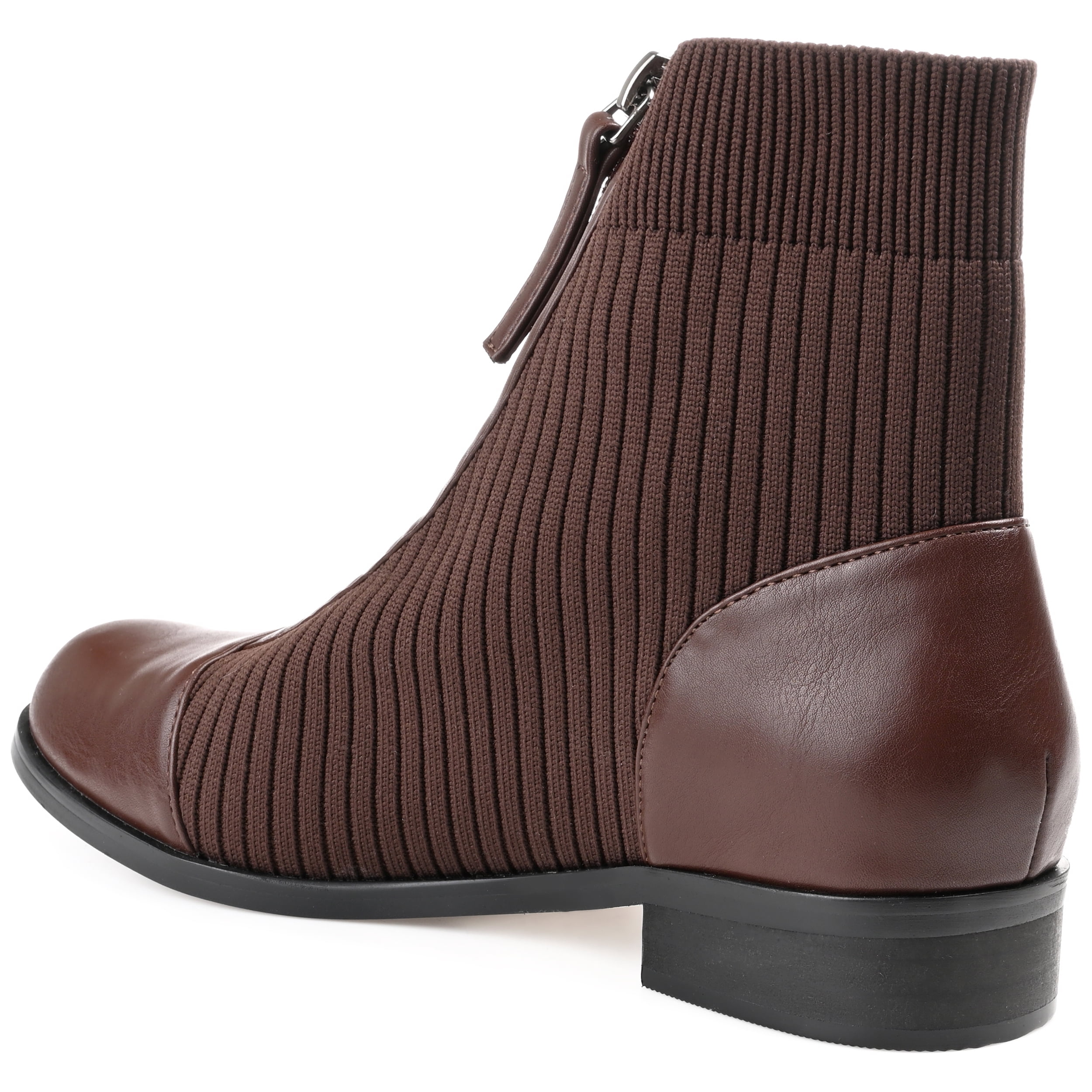 Journee Womens Bexlie Front Zip Stacked Heel Booties