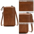thumbnail image 3 of Cell Phone Bag Small Shoulder Purse Leather Travel Card Slots Wallet Case-Brown, 3 of 5