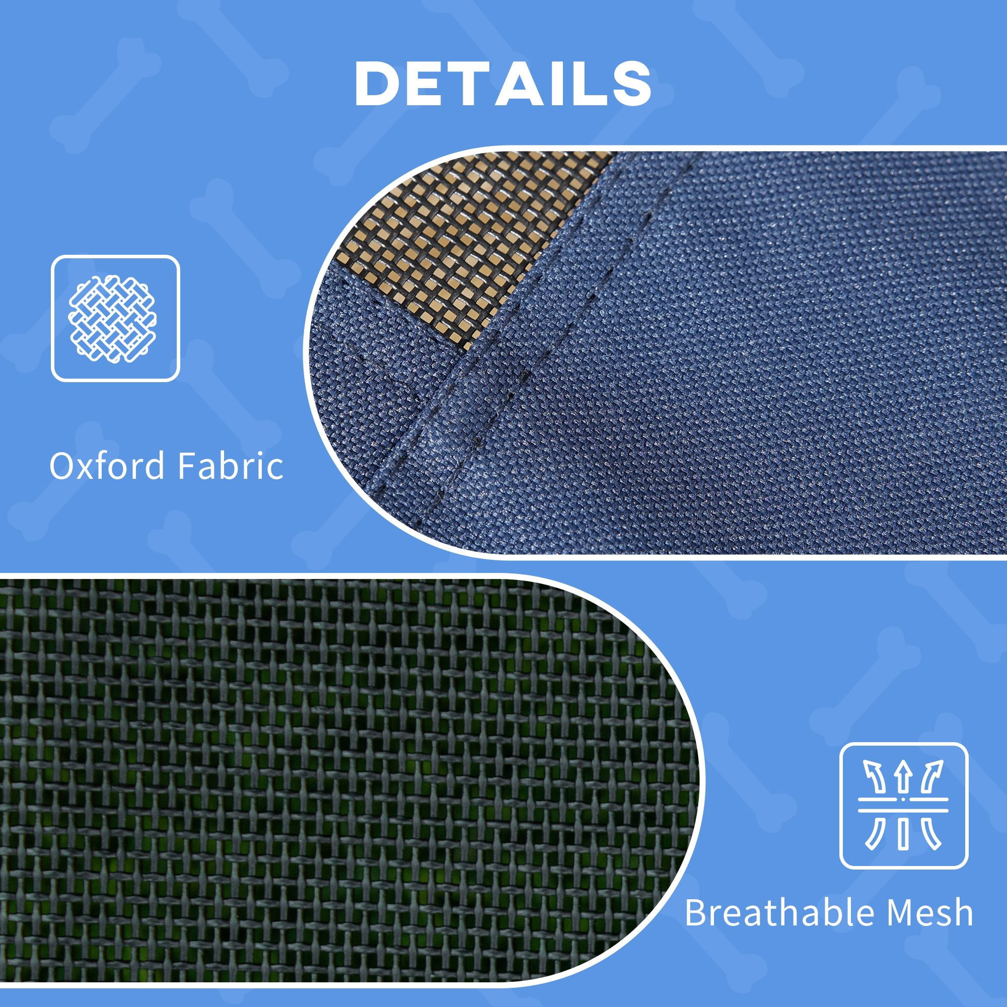 48" x 36" Elevated Dog Cot with Cooling Canopy Shade - Dark Blue Outdoor Pet Bed