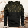 thumbnail image 2 of Mens Camo Hoodies Pullover Oversized Color Block Hooded Sweatshirts Military Combat Adjustable Drawstring Fall Winter Warm Camouflage Hoodie Size-L, 2 of 8