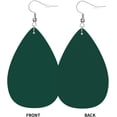 thumbnail image 2 of Deep Green Earrings Quality for Women PU Leather Dangle Earrings, Lightweight Leather Teardrop Dangly Ear Pendants Jewelry Gift[z993], 2 of 2