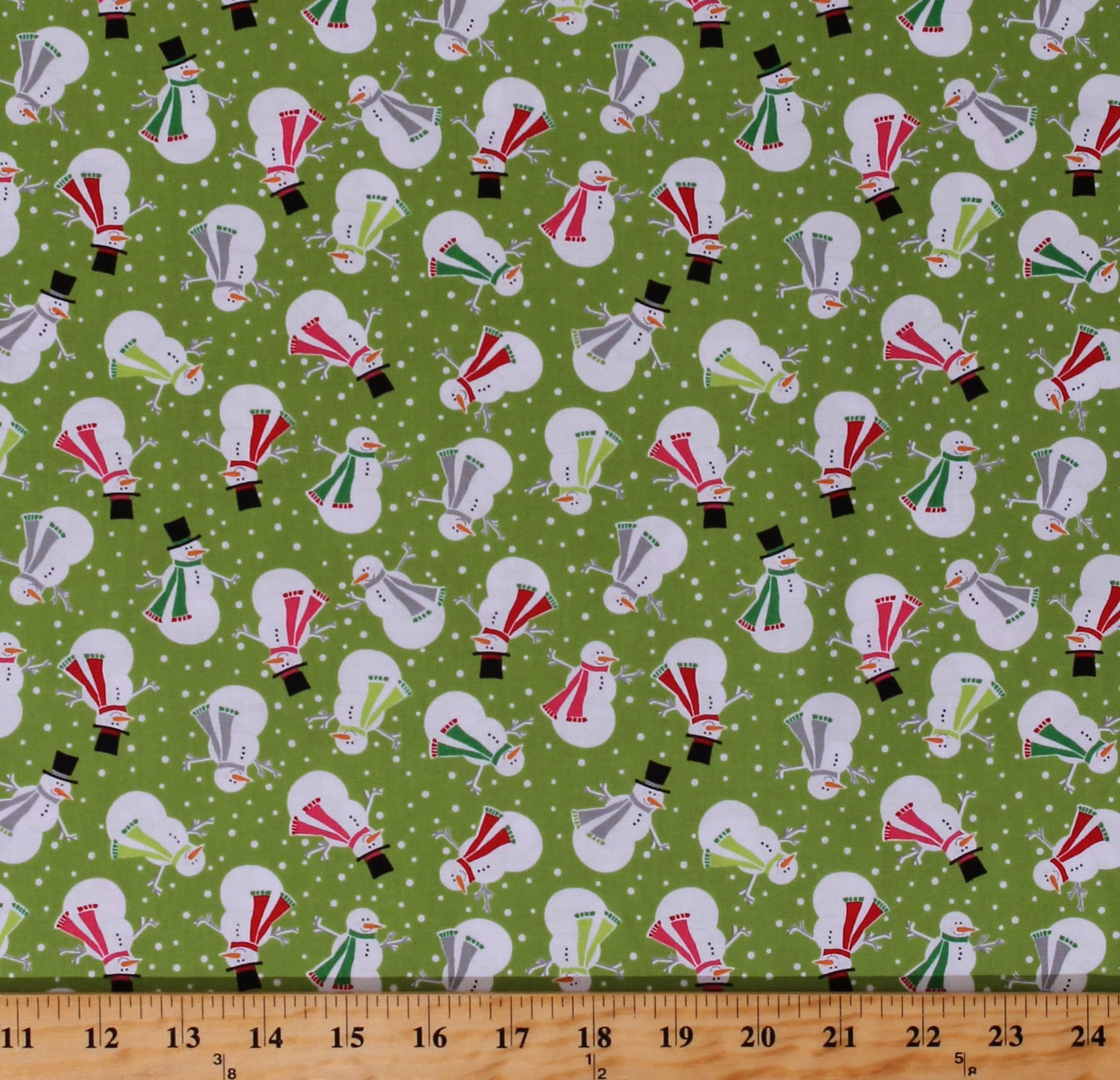 Cotton Snowmen Joyful Snowman on Green Holiday Winter Christmas Festive