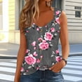 thumbnail image 2 of Women's Boho Floral Tank Top V Neck Sleeveless Loose Blouse With O-Ring Shoulder Detail & Flowy Hem Casual Dressy Tunic Shirt Graphic Camisole, 2 of 6
