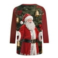 thumbnail image 7 of Xdegoge Christmas Shirt for Women 3/4 Sleeve Santa Funny Graphic T-Shirt Crewneck Vintage Casual Tops Pullover Family Holiday Casual Blouse Gifts 2025 Fall Winter Festival Clothes Fit Party, 7 of 7