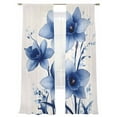 thumbnail image 6 of Blue Floral Spring Sheer Curtains for Living Room Bedroom Summer Watercolor Wildflowers Sheer Curtains 108 Inch Long 2 Panels Set Light Filtering Curtain Window Treatments Drapes for Dining Room, 6 of 6