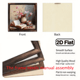 thumbnail image 4 of 2D Flat - 1pc Vintage Floral Still Life Wood Framed Sign, Classic Book and Flowers Wall Art for Living Room, Bedroom, Home Decor, Birthday, Decorative Plaque, Multipurpose Wall Hanging, Manufactur, 4 of 9