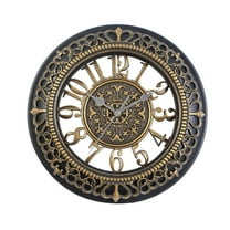 Masteelf Vintage Dial Clock European Hollowed-out Silent Clock 3D Round Large Decorative Wall Clock for Living Room Bedroom Kitchen(Golden)