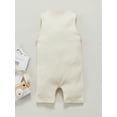 thumbnail image 4 of Baby Girls Boys Romper Infant Solid Color Button Pockets Sleeveless Jumpsuit, 4 of 9