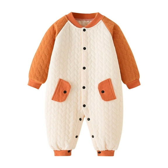 Gubotare Baby Clothes Boy Baby Boy Girl Football Outfit Print Long Sleeve Jumpsuit Cotton Romper One Piece Fall Outfit 0 3 6 9 12 18 24 Months (Orange,6-9 Months)