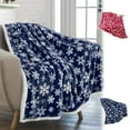 thumbnail image 7 of Christmas Blanket, Snowflake Print, Soft Warm Nap Throw for Sofa Bed Camping Festival Decorations, Red and Blue Polyester Flannel Fleece, 7 of 7