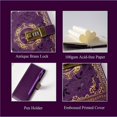 thumbnail image 3 of Vintage Leather Journal Notebook with Combination Lock, B6 Embossed Flower Secret Diary Ruled Lined Paper for Writing, Gift for Women Girls Children (Purple), 3 of 5