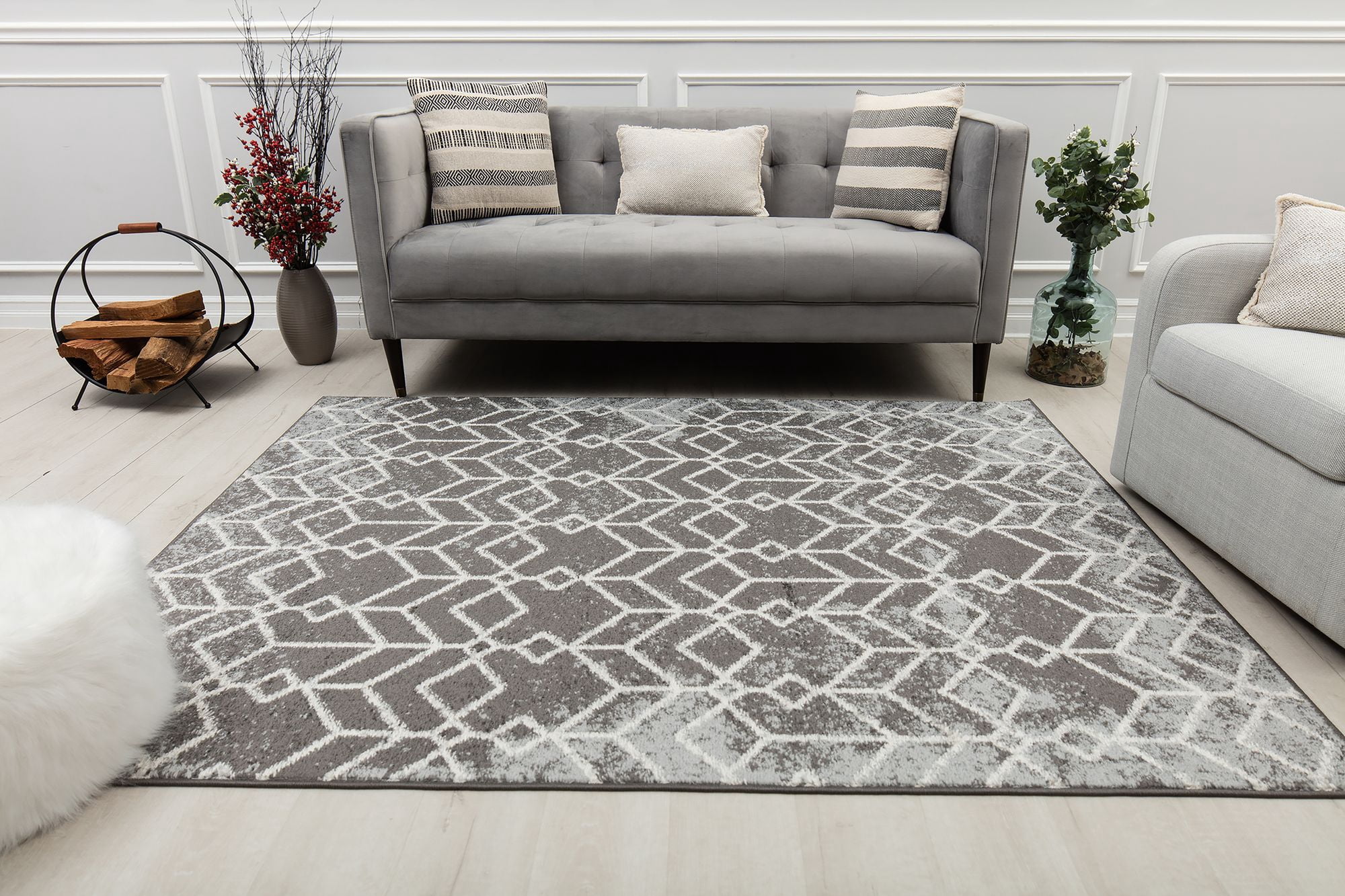 Mason Brooks Ryder KN30A Moonless Night Moroccan Tribal Gray Area Rug, 2'6" x 4'