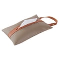 thumbnail image 1 of Caja de pañuelos de cuero PU Color Camel, caja de almacenamiento de pañuelos, soporte organizador Rectangular con tira colgante decorativa, para el hogar, 1 of 5