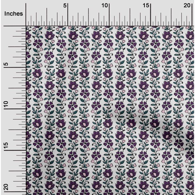 oneOone Polyester Lycra Fabric Leaves & Floral Block Print Fabric By Yard 56 Inch Wide