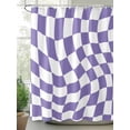 thumbnail image 3 of Purple White Checkered Waterproof Fabric Shower Curtain, Modern Irregular Geometric Shower Curtain for Bathroom Curtains Bathtubs Hotel Washable Shower Curtains with 12 Hooks Long 72x78in, 3 of 6